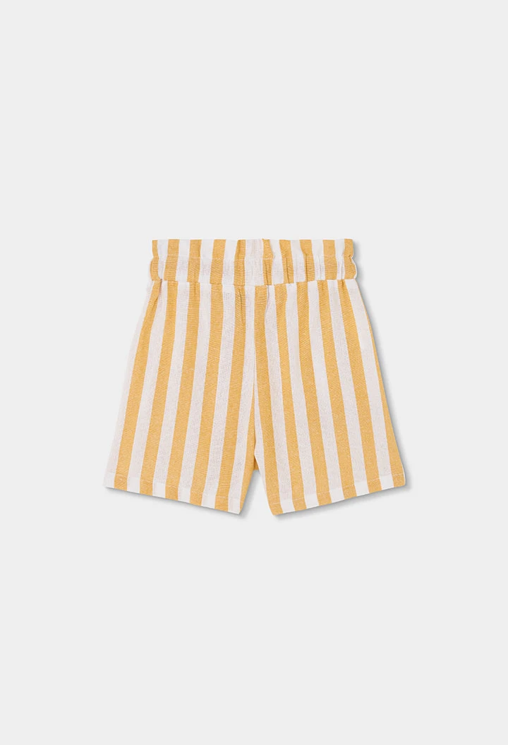 shorts lino rayas blanca amarilla