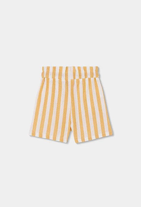 gestreifte Leinen-Shorts in Weiß und Gelb