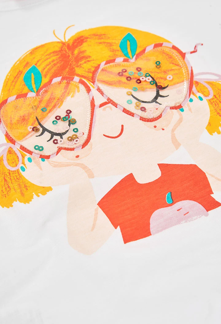 Mädchen T-Shirt aus weißem Baumwolljersey