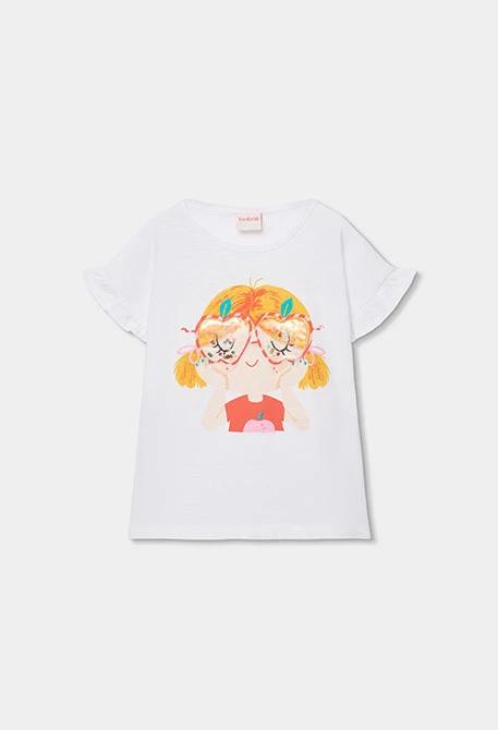 Mädchen T-Shirt aus weißem Baumwolljersey