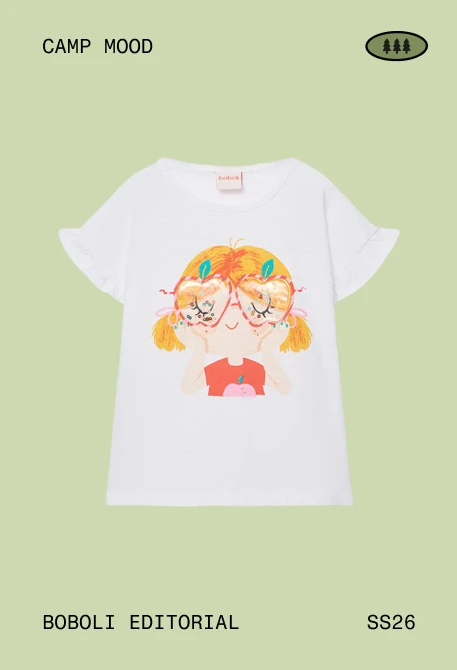 Maglietta bambina in jersey di cotone bianco