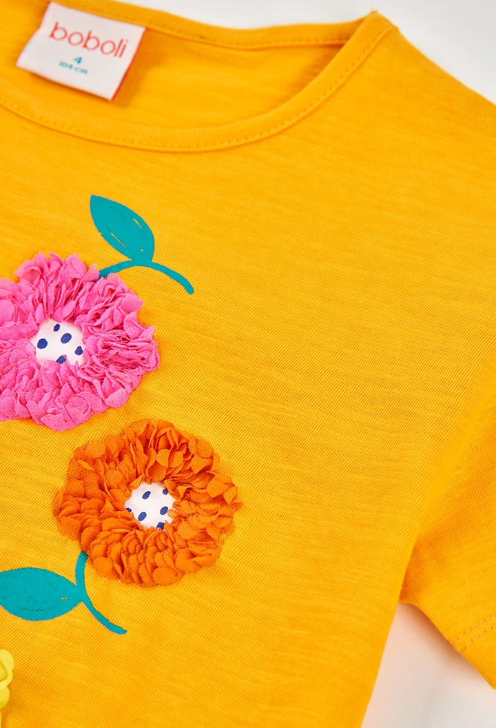 Camiseta niña algodón amarillo