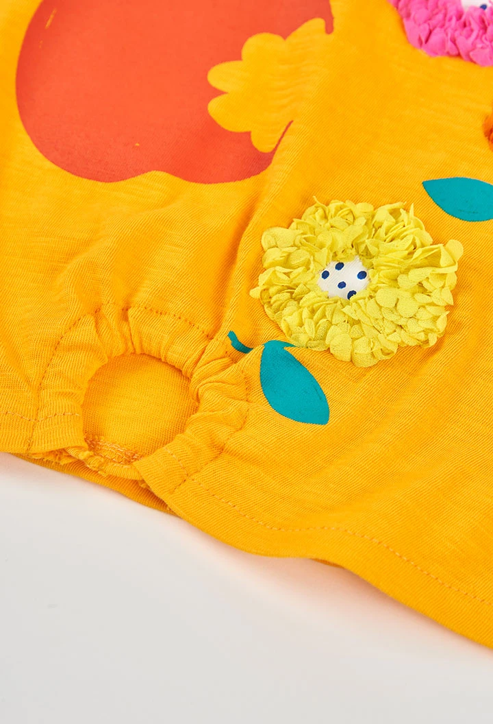 T-shirt fille coton jaune