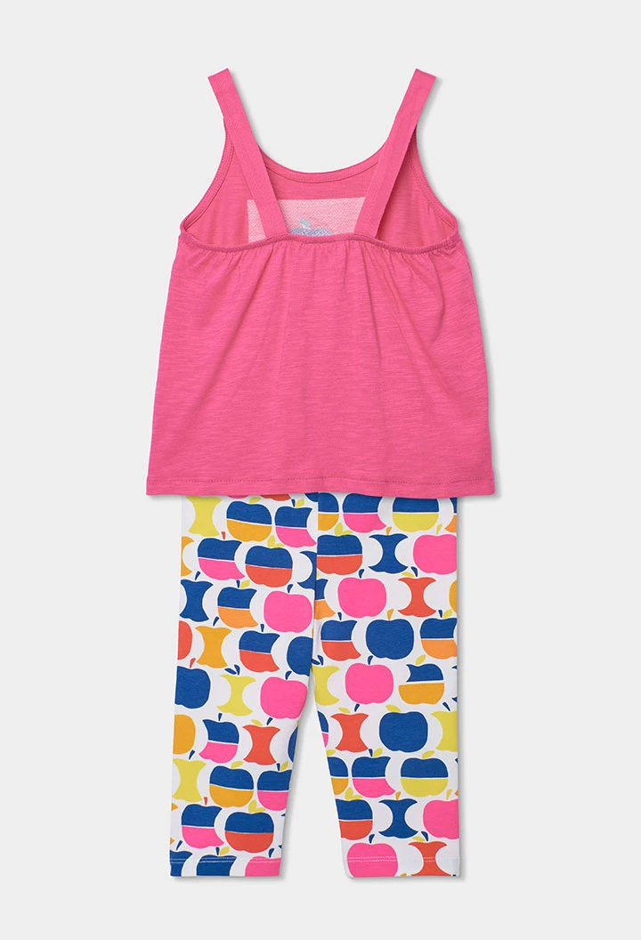 Pink apple knit girl set