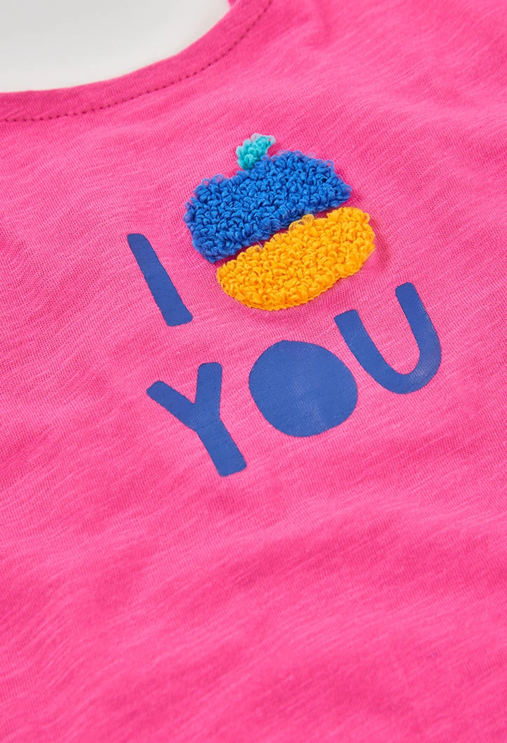 Conjunto menina malha maçãs rosa