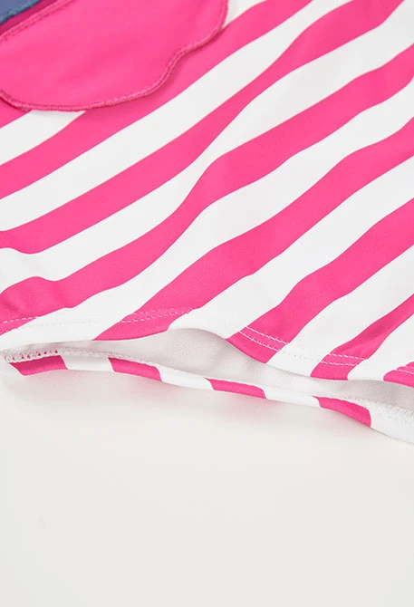 Costume da bagno bambina a righe rosa e bianche UPF50+