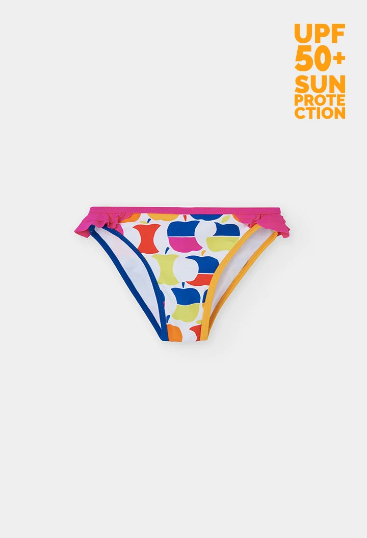 Costume da bagno per bambina con stampa a mele UPF50+