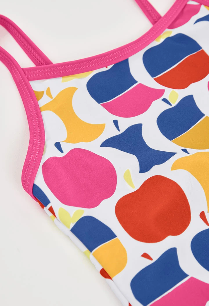 Fato de banho menina estampado maçãs UPF50+