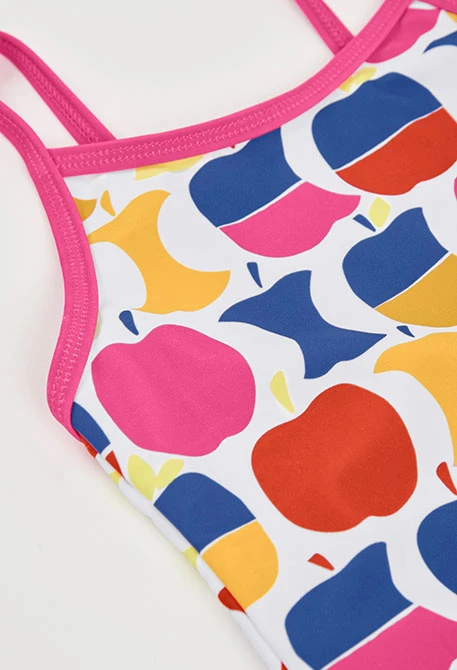 Costume da bagno bambina con stampa di mele UPF50+