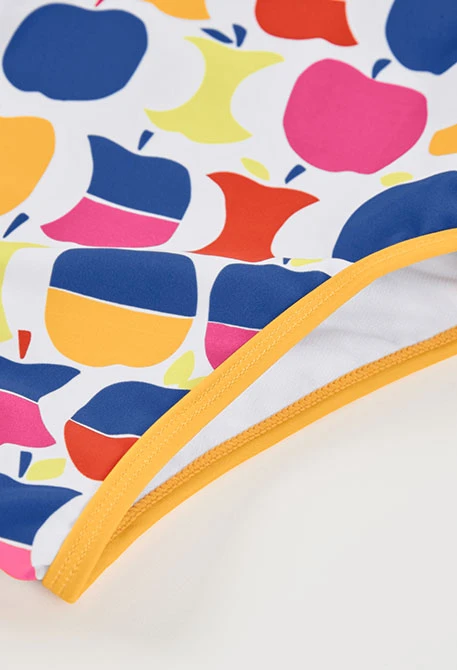 Costume da bagno bambina con stampa di mele UPF50+