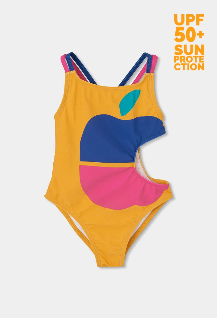 Costume da bagno per bambina giallo UPF50+