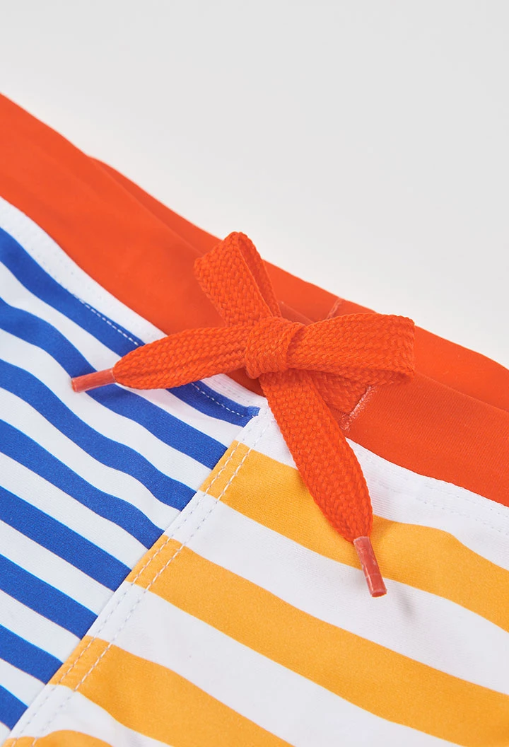 Costume da bagno da bambino a righe blu e arancione UPF50+