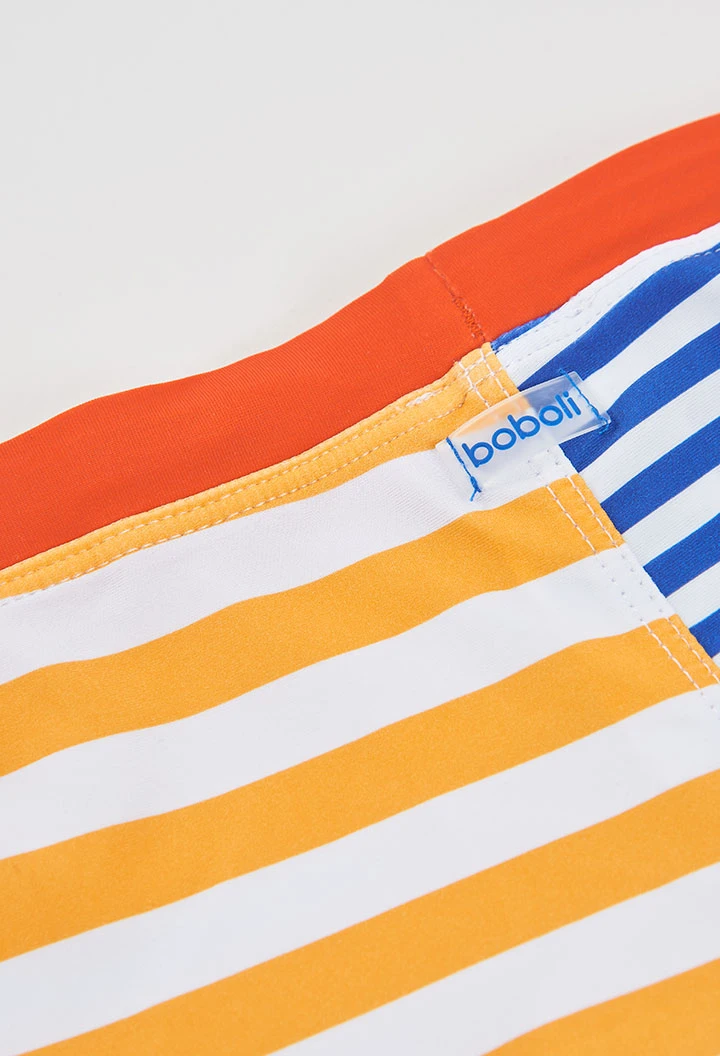 Maillot de bain garçon à rayures bleues et orange UPF50+