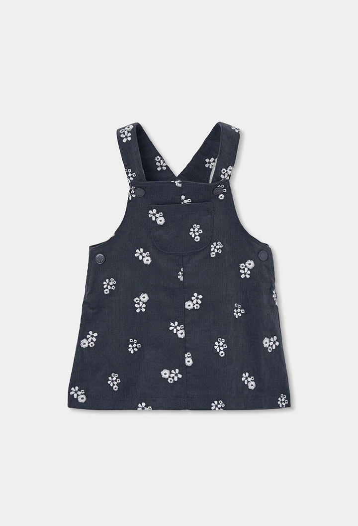 Grauer Blumenprint Latzkleid Baby Mädchen