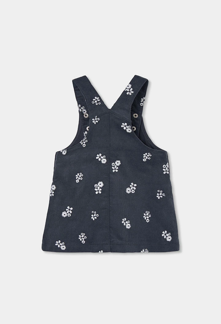 Grauer Blumenprint Latzkleid Baby Mädchen
