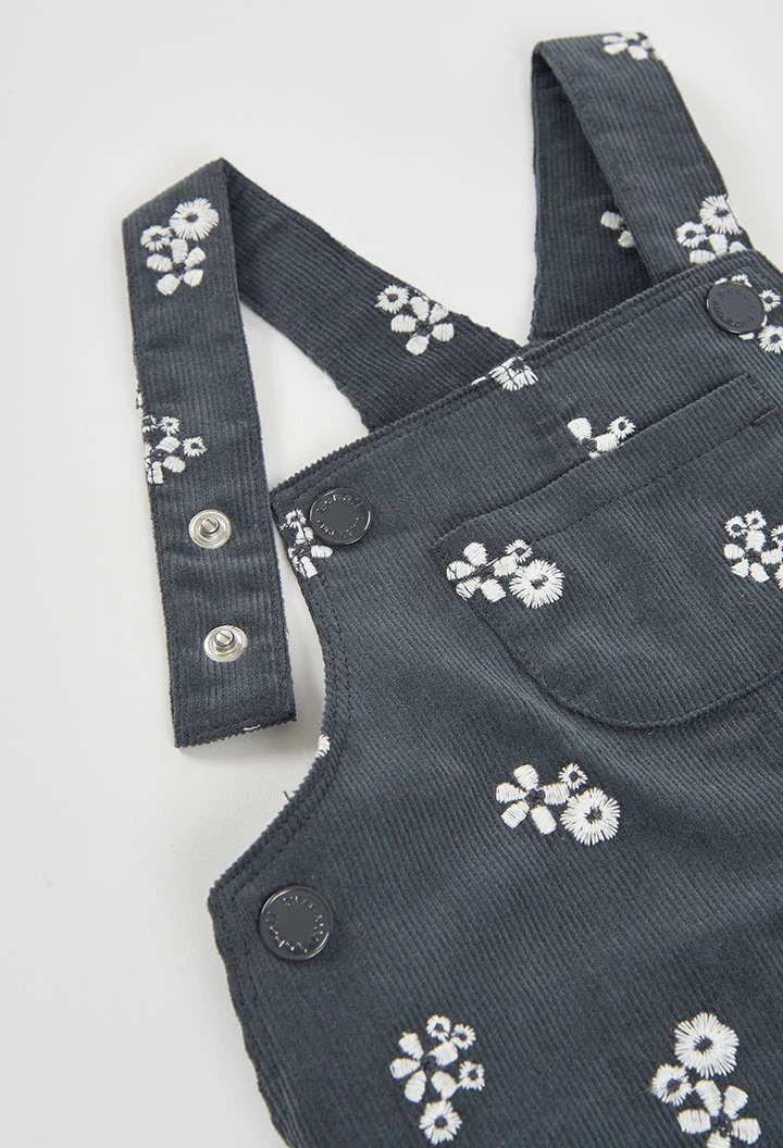 Grauer Blumenprint Latzkleid Baby Mädchen