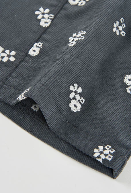 Grey floral print pinafore baby girl