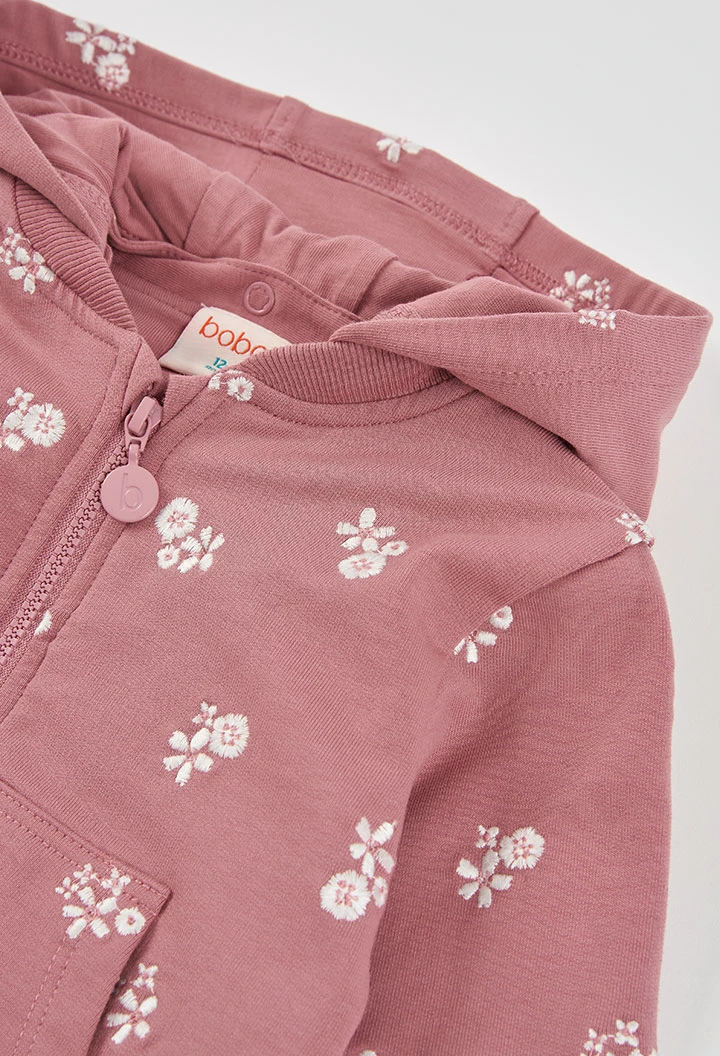 Giacca in spugna bambina rosa stampa fiori