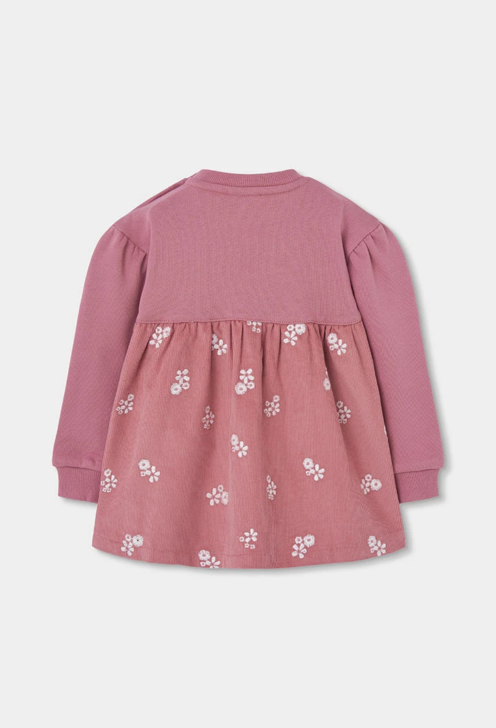 Vestido felpa rosa estampado de flores