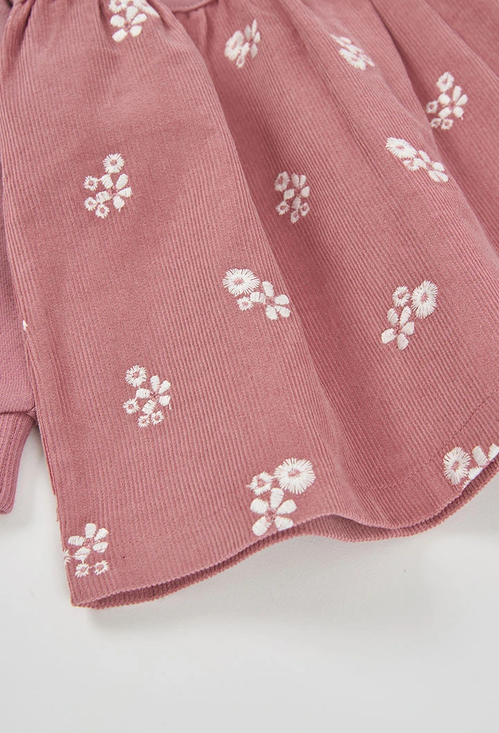 Bedrucktes Blumenkleid aus rosa Plüsch