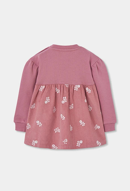 Floral print pink velour dress