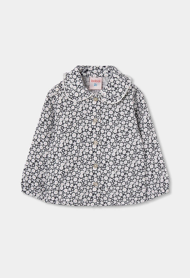 Bluse mit Blumenmuster in Marineblau