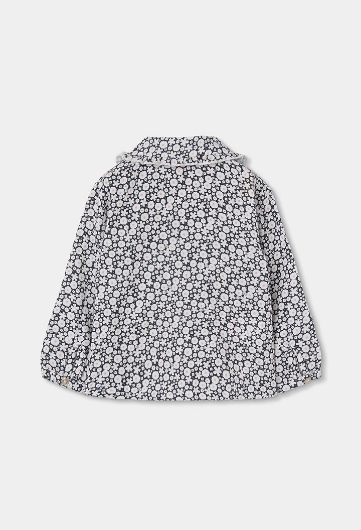 Bluse mit Blumenmuster in Marineblau