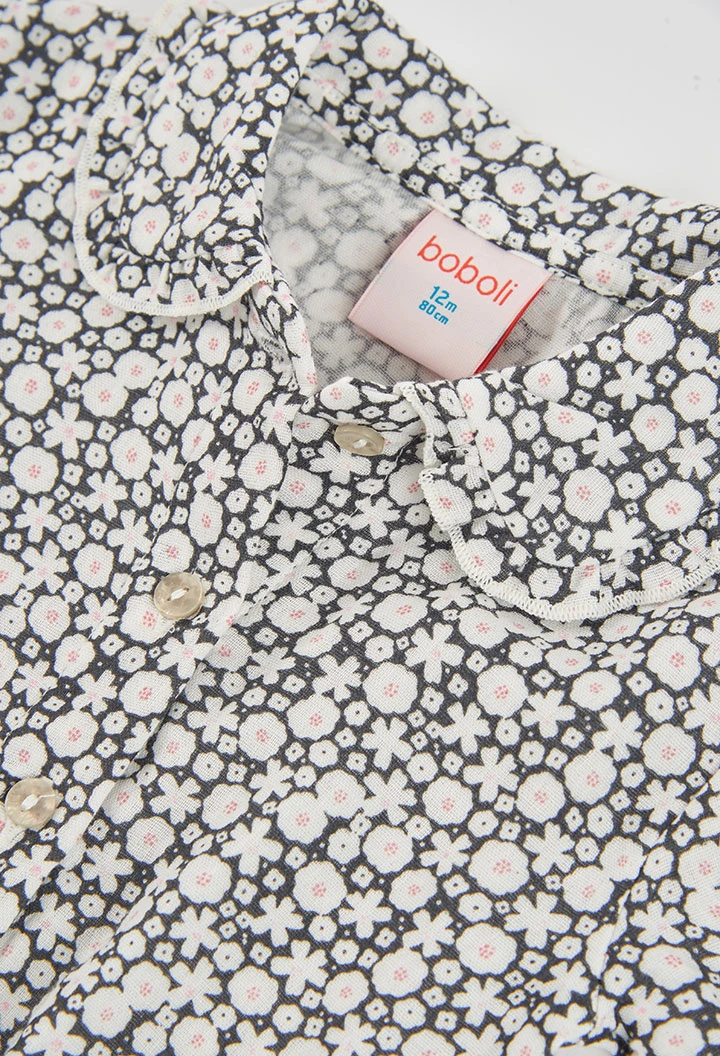 Blue navy floral print blouse