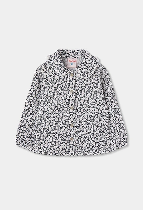 Blue navy floral print blouse