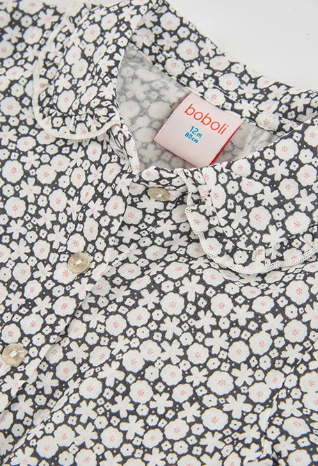 Blue navy floral print blouse