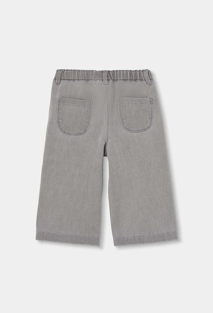 Graues besticktes Blumen-Denim-Hose für Mädchen