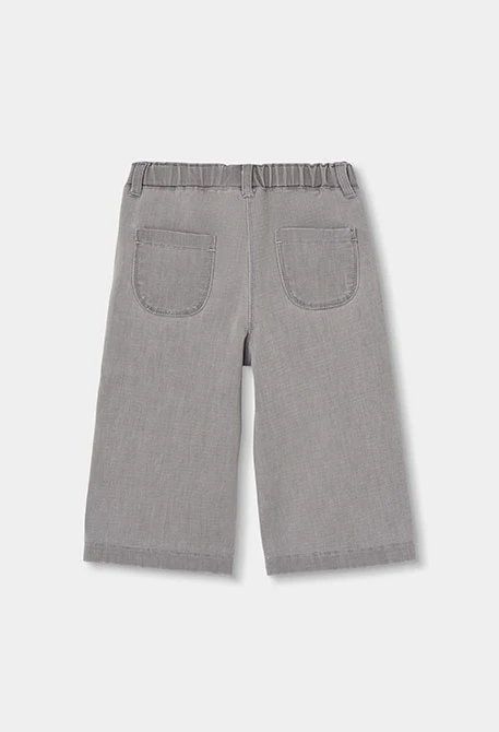 Graues besticktes Blumen-Denim-Hose für Mädchen