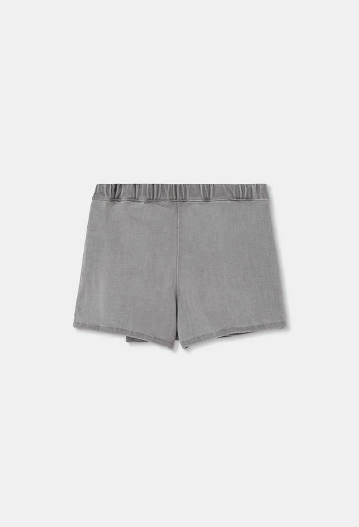 Falda-short denim gris con bordado