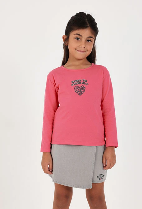 Falda-short denim gris con bordado