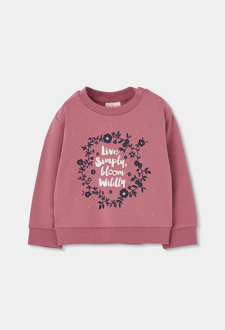 Conjunto em pelfa menina rosa estampado flores