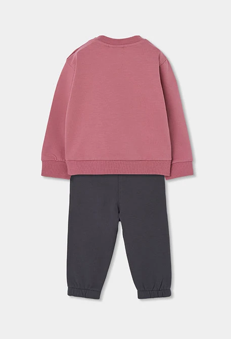 Conjunto em pelfa menina rosa estampado flores