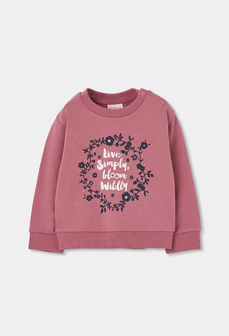 Conjunto em pelfa menina rosa estampado flores