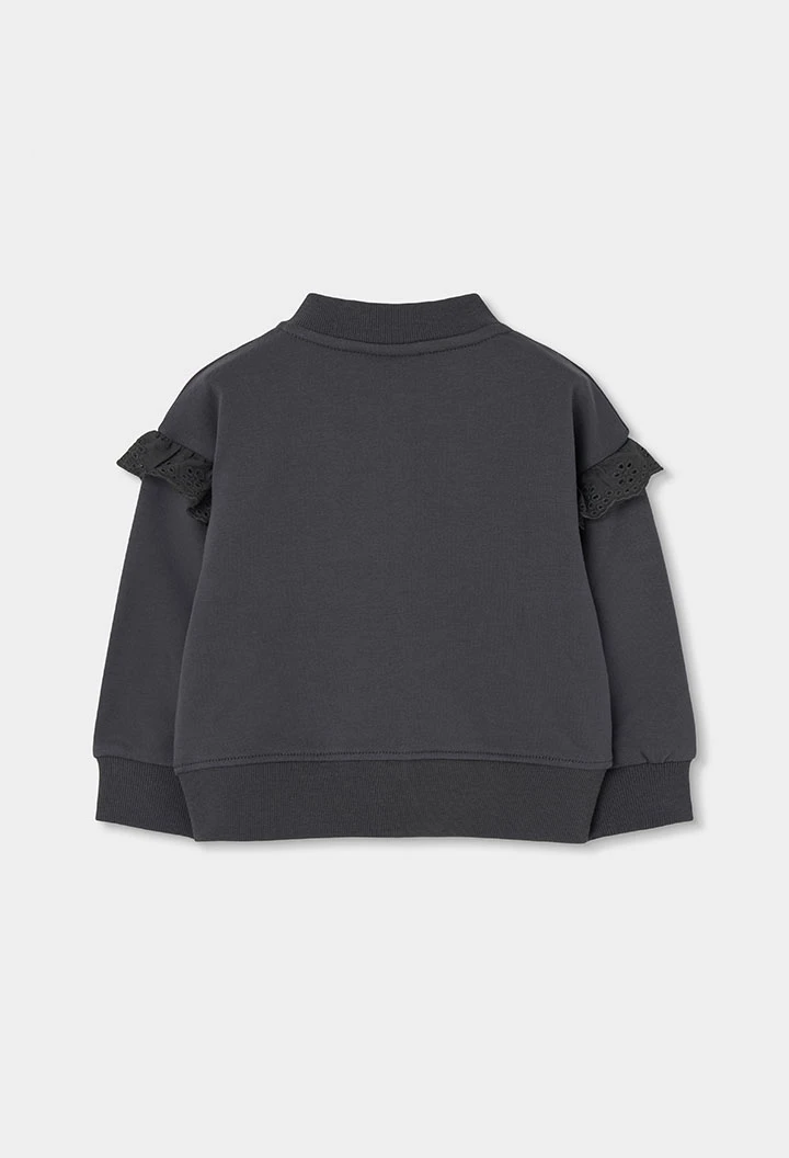 Mädchen-Plüschjacke in Grau mit Rüschen