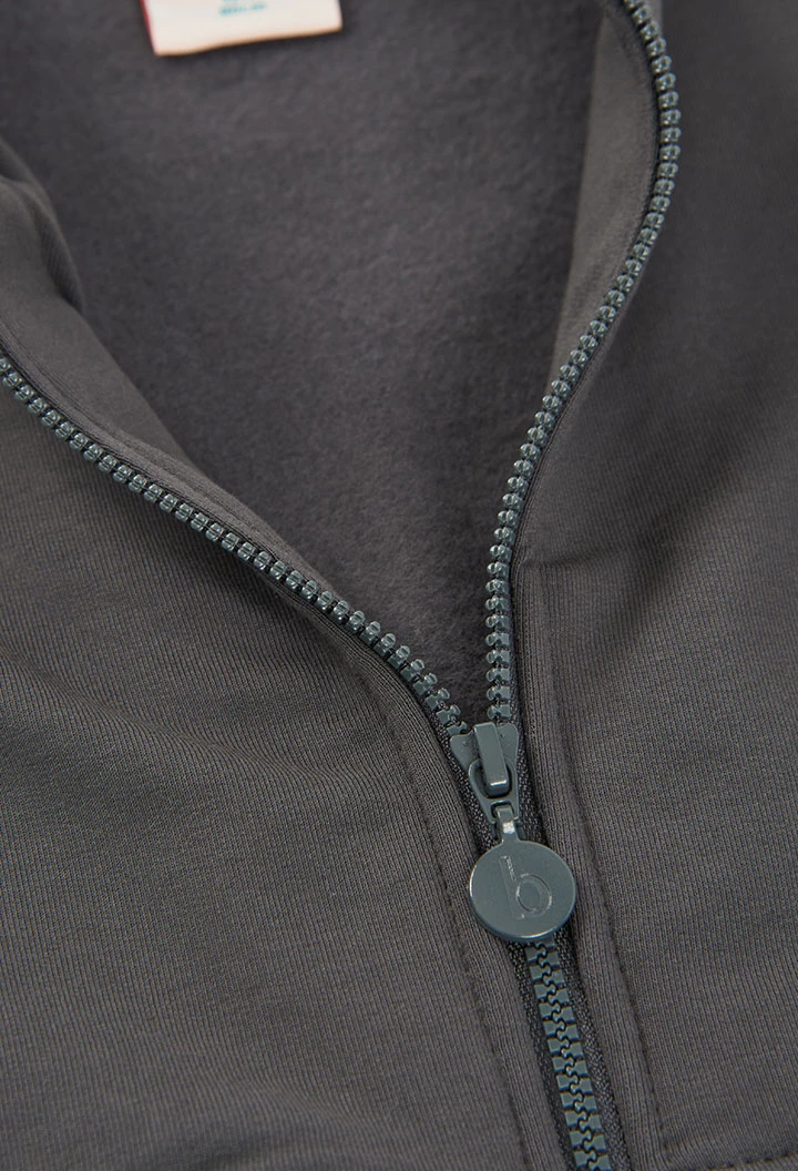 Mädchen-Plüschjacke in Grau mit Rüschen