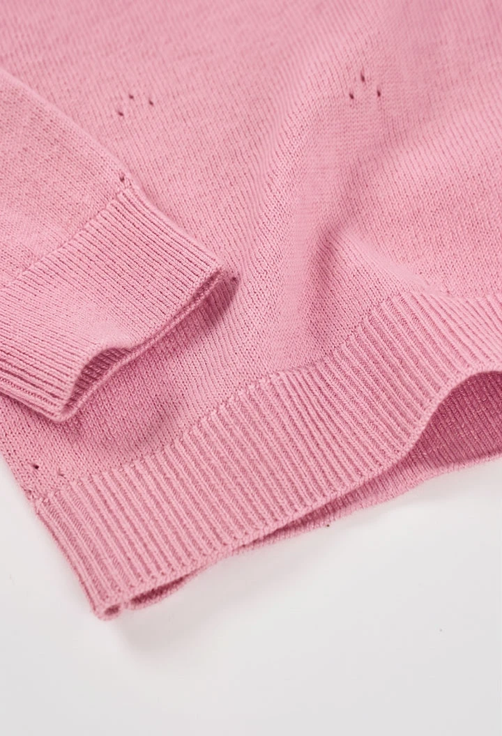 Mädchen-Pullover in Rosa mit besticktem Blumenkragen