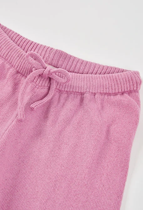 Pink girl\'s trousers with drawstring