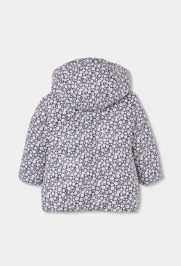 Technisches Strickgewebe Parka Mädchen rosa reversibel Blumen
