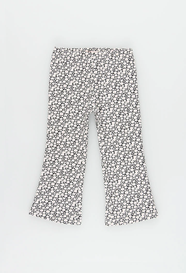 Legging aus Strickstoff mit grau-weißem Blumendruck