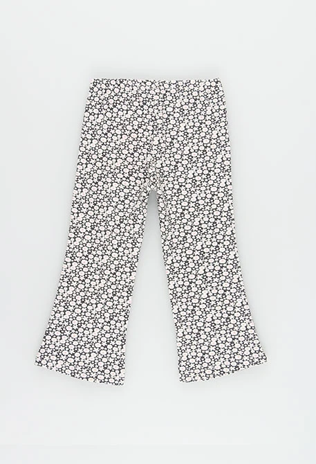 Legging maille imprimé fleurs gris et blanc
