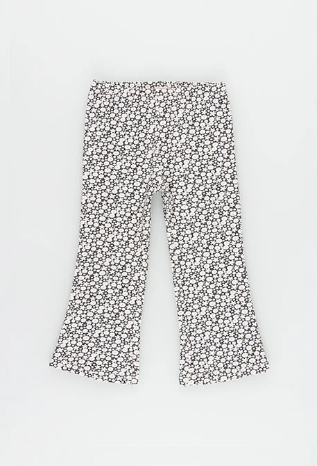Legging maille imprimé fleurs gris et blanc