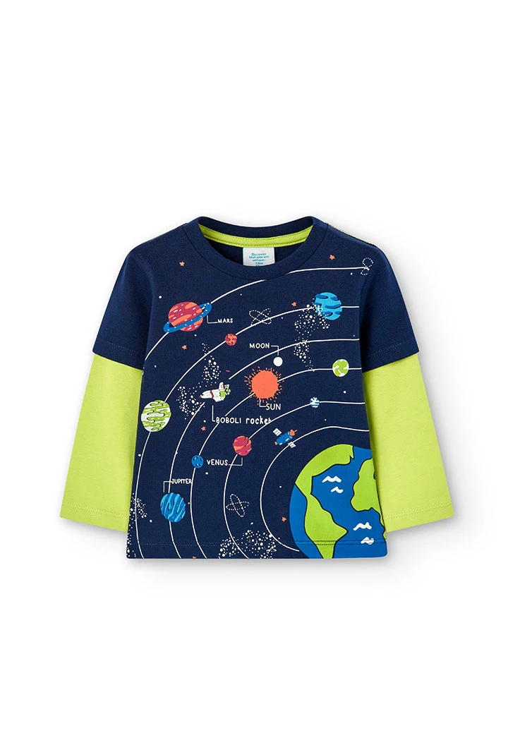 Camiseta punto de bebé niño "planetas" -BCI