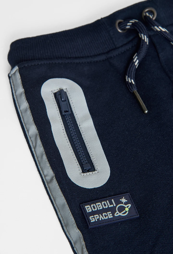 Pantalón felpa de bebé niño azul marino-BCI