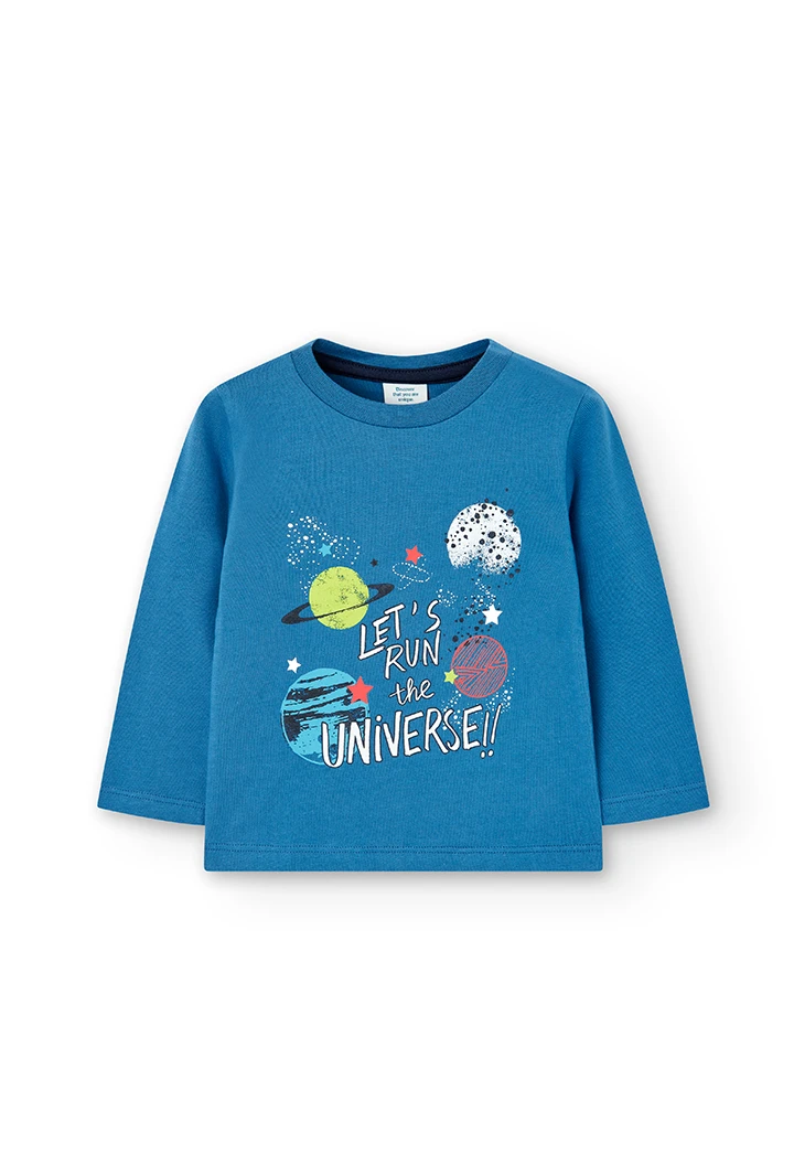 Camiseta punto de bebé niño azul klein-BCI