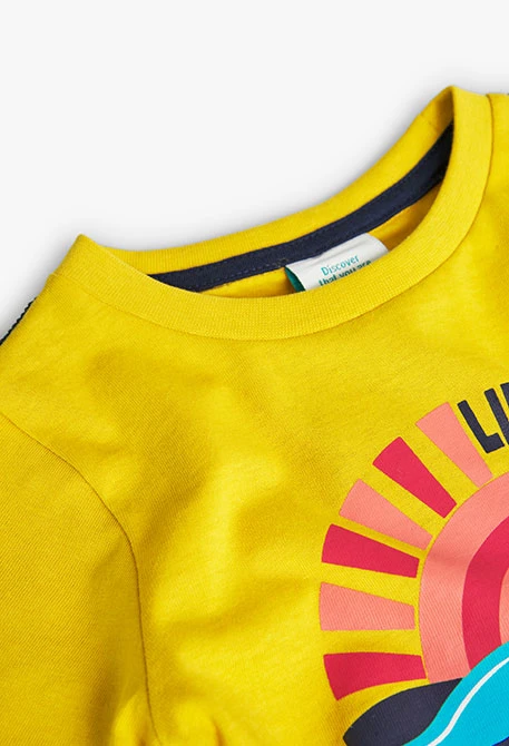 Camisola amarela de malha de bebé menino