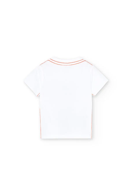 Camiseta en color blanco de punto de bebé niño